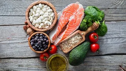 Balanced plate with vegetables, grains, and protein